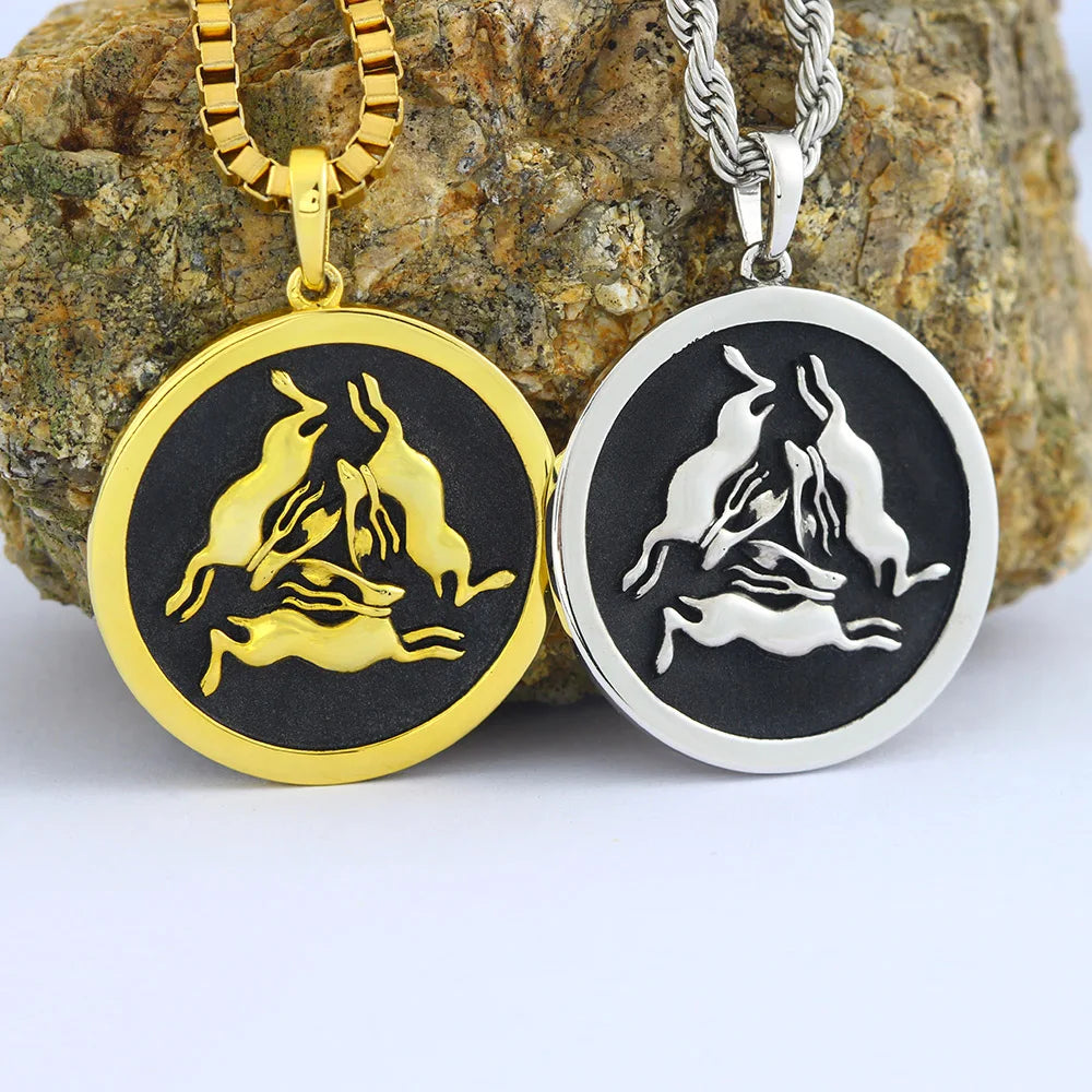 Three Rabbits Pendant — 925 Silver