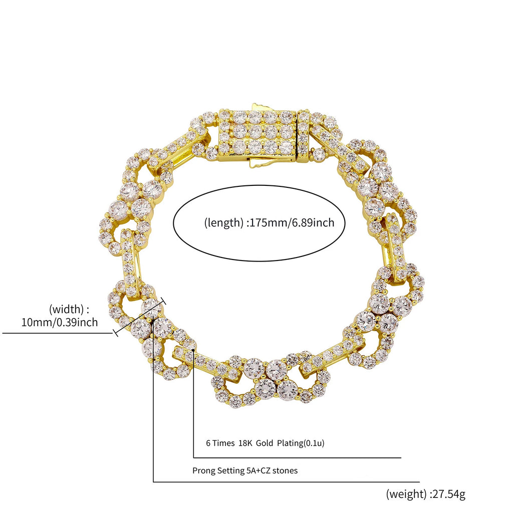 Gold Iced Out Bracelet Statement 8-Inch
