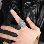 THE BLING KING Icy Dollar Sign Ring For Men Full Micro Paved 5A+ Cubic Zirconia Money Charm Punk Rock Finger Accessories Rapper