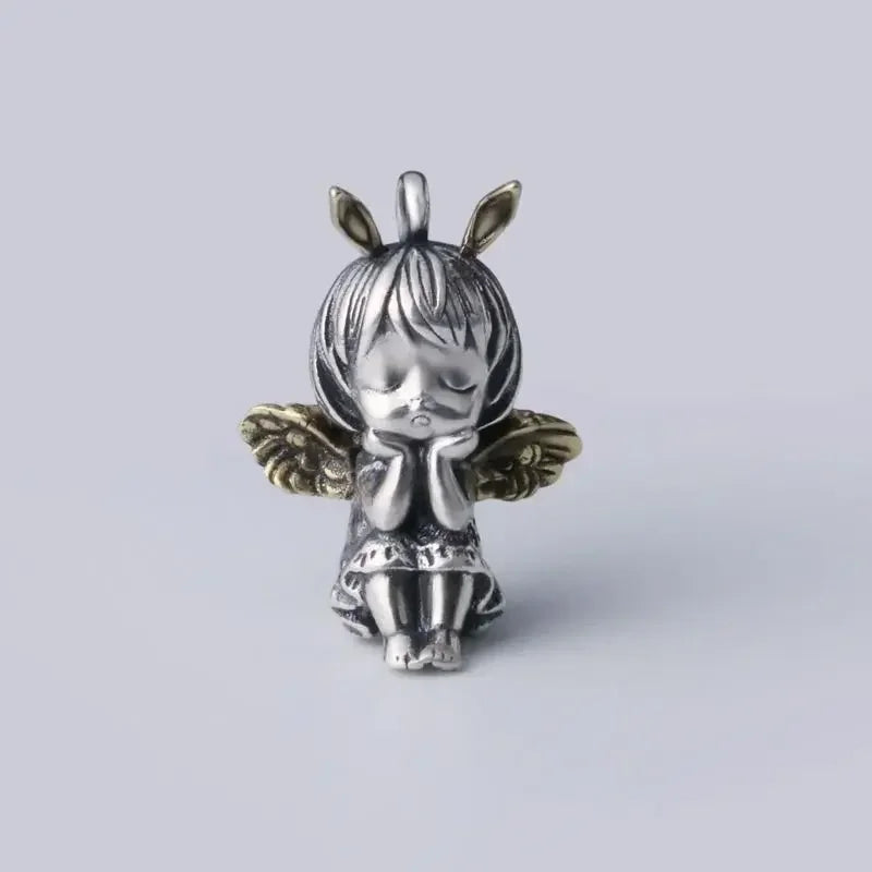 Cat Wings Animal Pendant Necklace — Silver