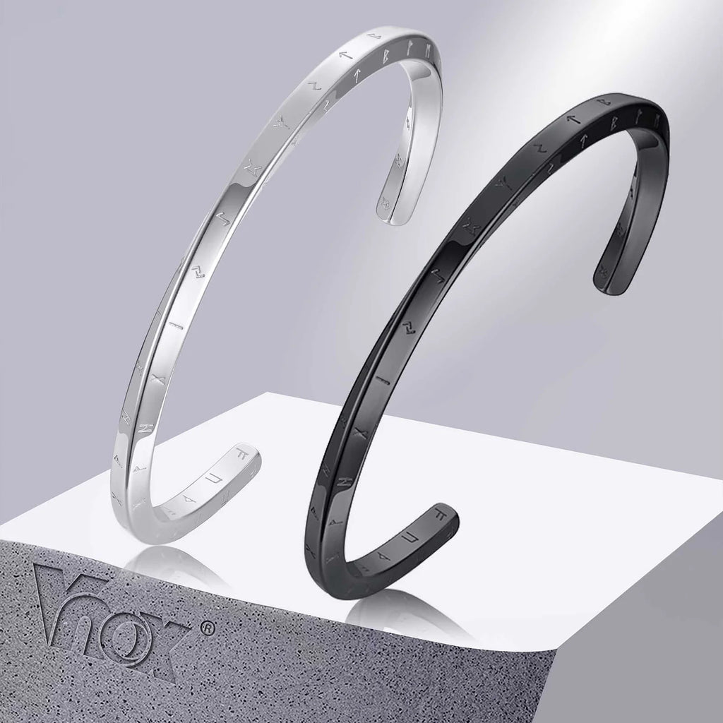 Vnox Retro Nordic Viking Cuff Bangle Bracelets for Men, Stainless Steel Mobius Norse Mythology Runes Amulet Jewelry Dad