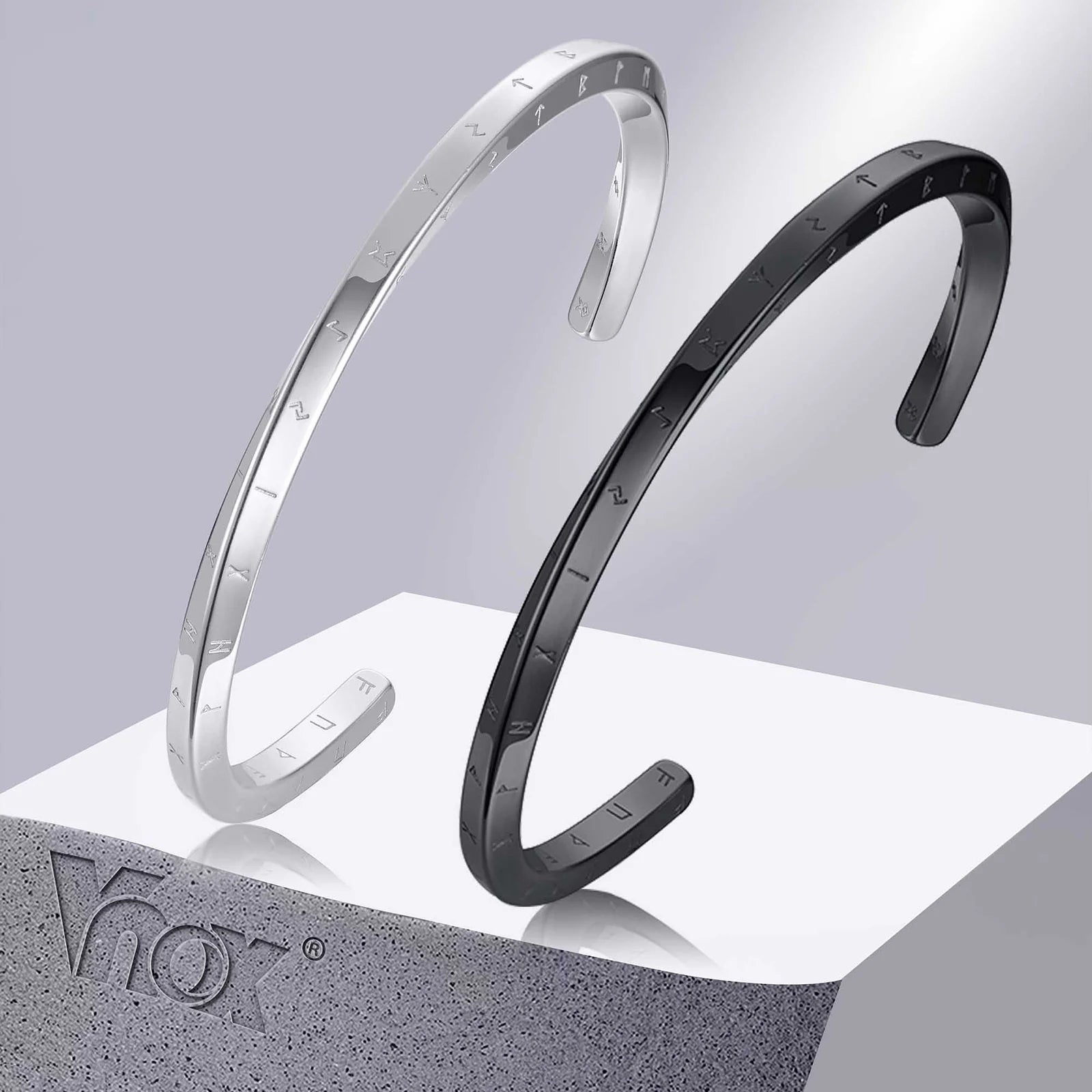 Vnox Retro Nordic Viking Cuff Bangle Bracelets for Men, Stainless Steel Mobius Norse Mythology Runes Amulet Jewelry Dad