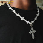 2026 New Iced Out Cross Pendant Necklace For Women Men Star Link Chain Praying Hands Bling CZ Charm Fashion Hip Hop Jewelry