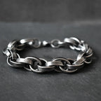 Thick Black Locomotive Oval Link Bracelet 11mm — Stainless Steel