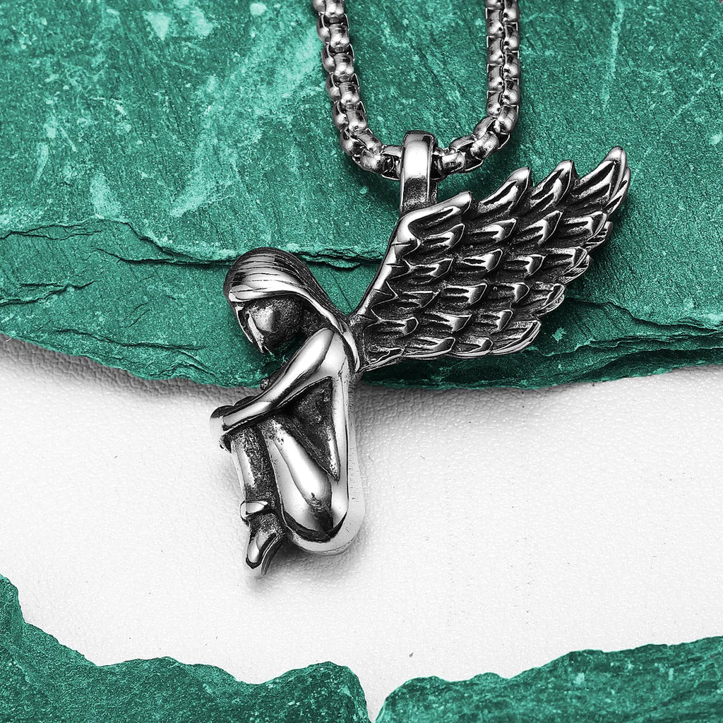 Guardian Angel Wings Pendant — Stainless Steel