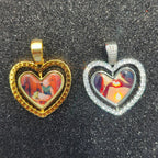 Iced Out Heart Photo Pendant Necklace