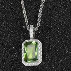 Iced Out Rope Pendant Necklace Stainless Steel