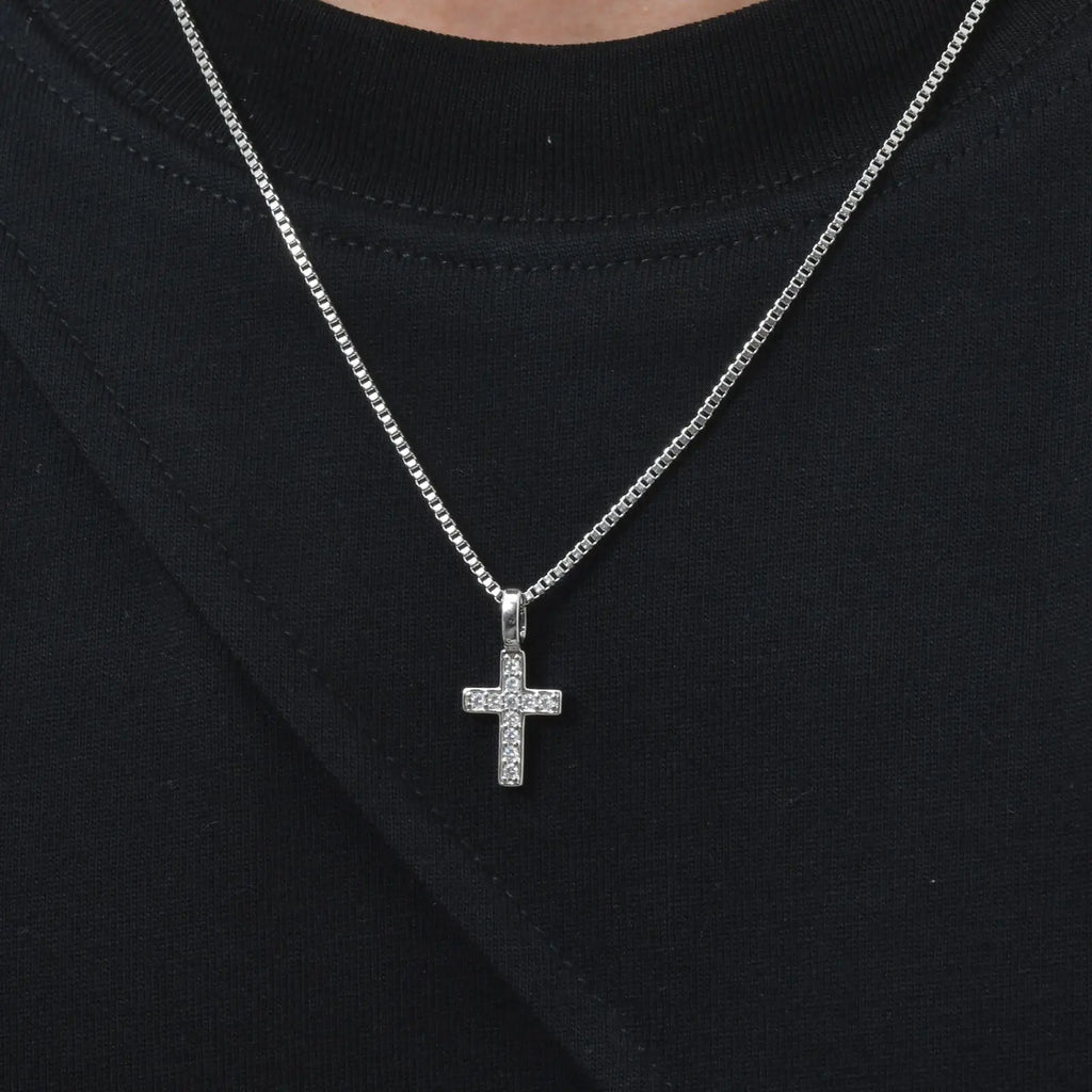 Cross Box Chain Pendant Necklace — Stainless Steel