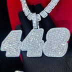 Custom Ice Number Word Pendant Chain Icy Baguettecz Letter Necklace Solid Back Laser Engraving Personalized His Birthday Gifts