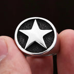 Star Signet Steel Ring Pentagon Biker Good