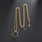 Stainless Steel Square Black Natural Stone Necklace Beautiful Geometric Polygon Pendant for Women Casual Punk Jewelry