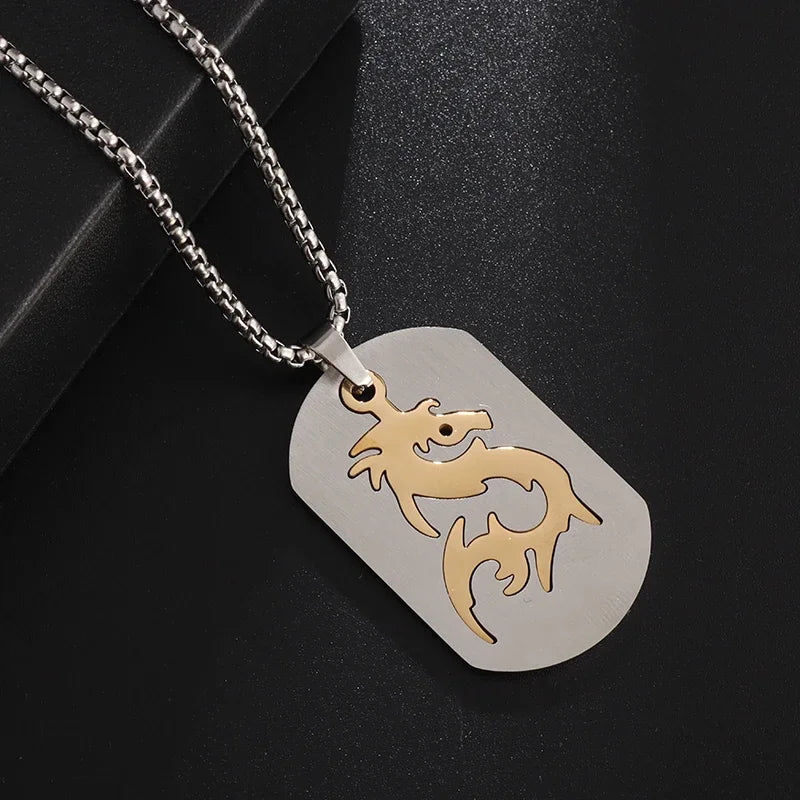 Hip Hop Military Style Stainless Steel Dog Tag Pendant Necklace for Men Women Gold Plated Personalized Id Card Name