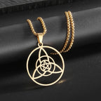 Stainless Steel Trinity Celtic Knot Nordic Rune Pendant Necklace Retro Ethnic Style Irish Knot Lucky Amulet Jewelry for Men