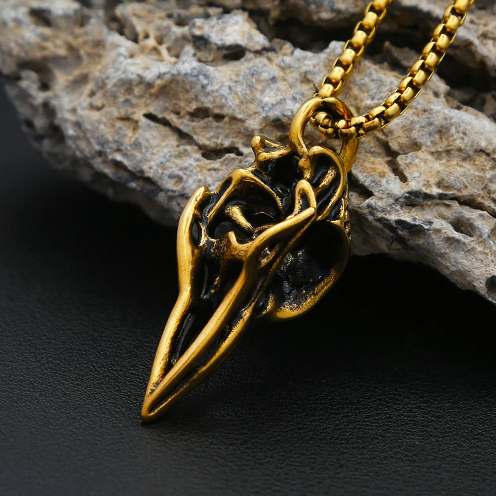 Raven Skull Pendant — Stainless Steel