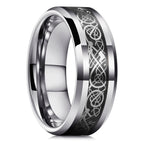 Fashion 8mm Stainless Steel Celtic Dragon Rings For Men Inlay Purple Carbon Fiber Rings Wedding Band Jewelry Birthday Gifts