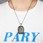 Buddha Glass Pendant Necklace — Stainless Steel
