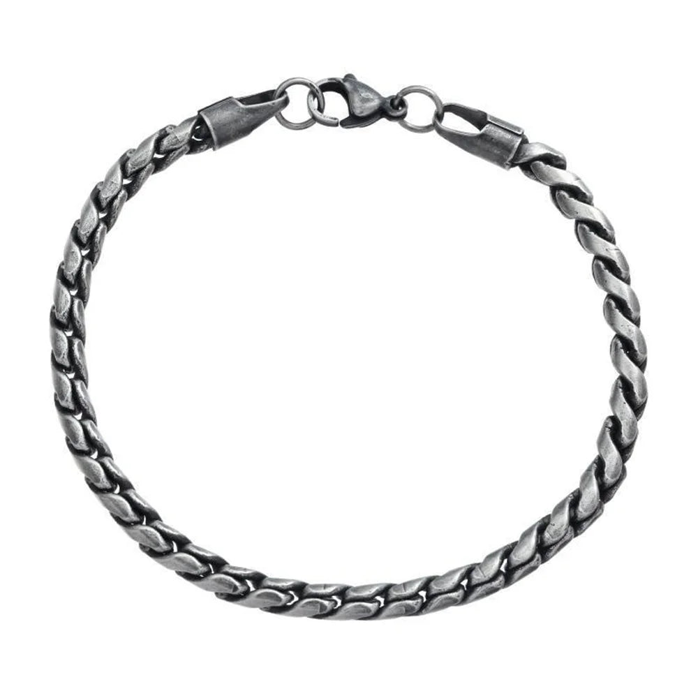 5mm Retro Silver Color Men's 316 Stainless Steel Bracelet Hip Hop S Alloy Bracelet Fashion Jewelry Retro Bracelet Accessories
