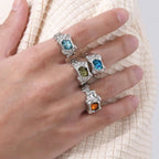 4pcs/set Lava Rings for Men Women,Stacking Colorful Zircon Thick Ring Metal Ring,Punk Non Tarnish Signet Ring Gifts