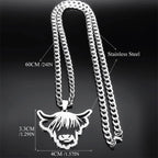 Highland Cattle Cow Pendant — Silver