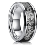 Fashion 8mm Stainless Steel Celtic Dragon Rings For Men Inlay Purple Carbon Fiber Rings Wedding Band Jewelry Birthday Gifts