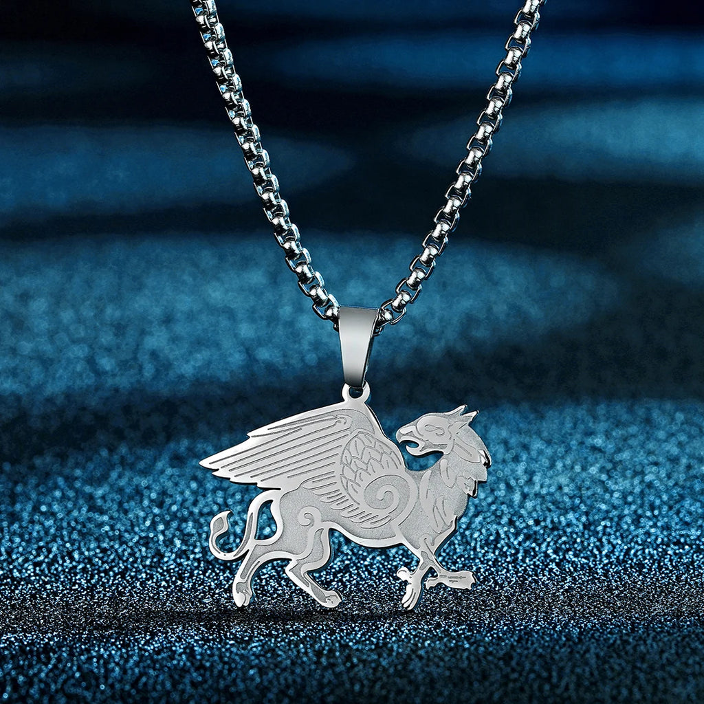 Anglo-Saxon Griffin Pendant Necklace — Stainless Steel