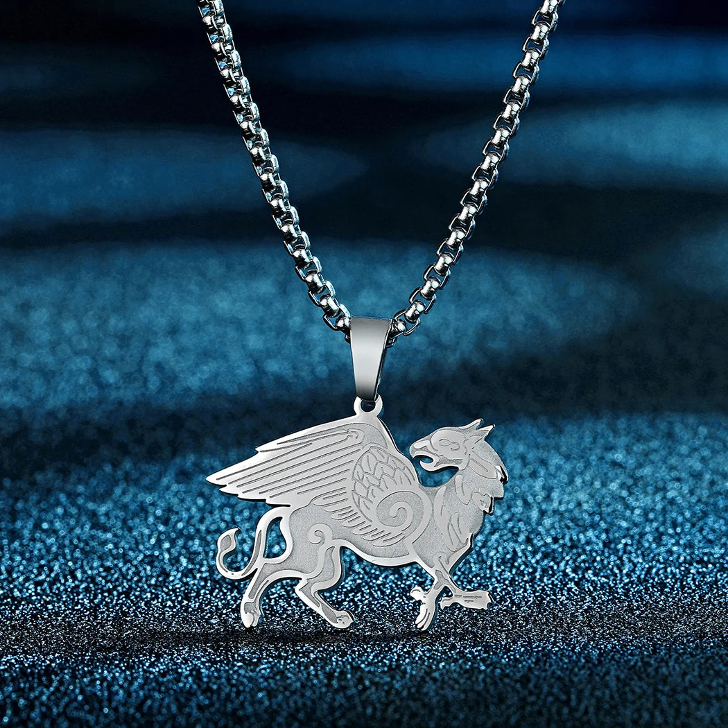 Anglo-Saxon Griffin Pendant Necklace — Stainless Steel