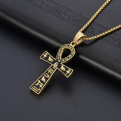 Cross Egyptian Steel Pendant 316L Anka Vintage