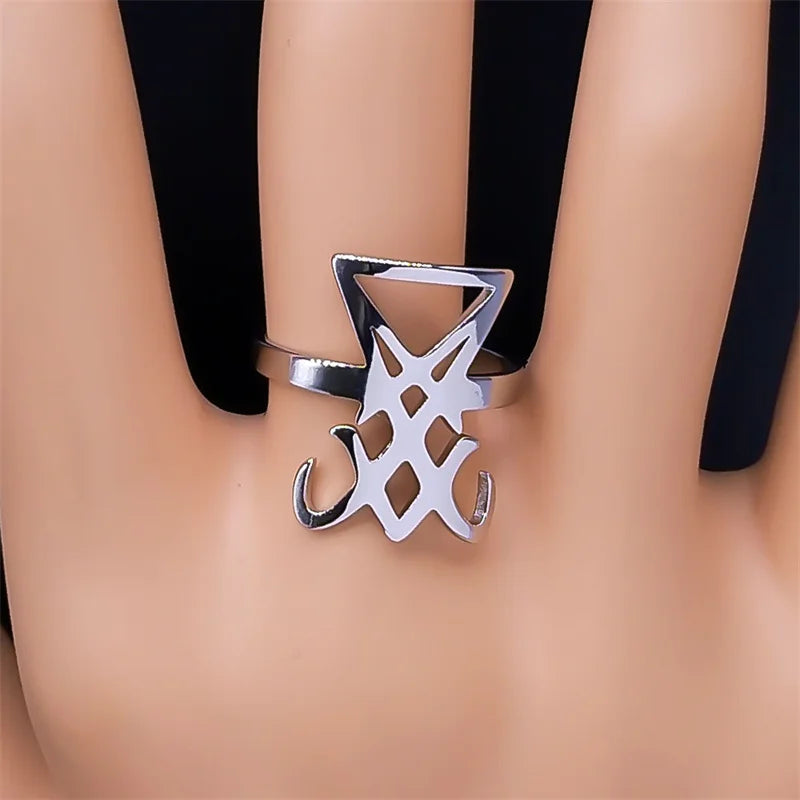 Gothic Sigil Ring — Stainless Steel Adjustable