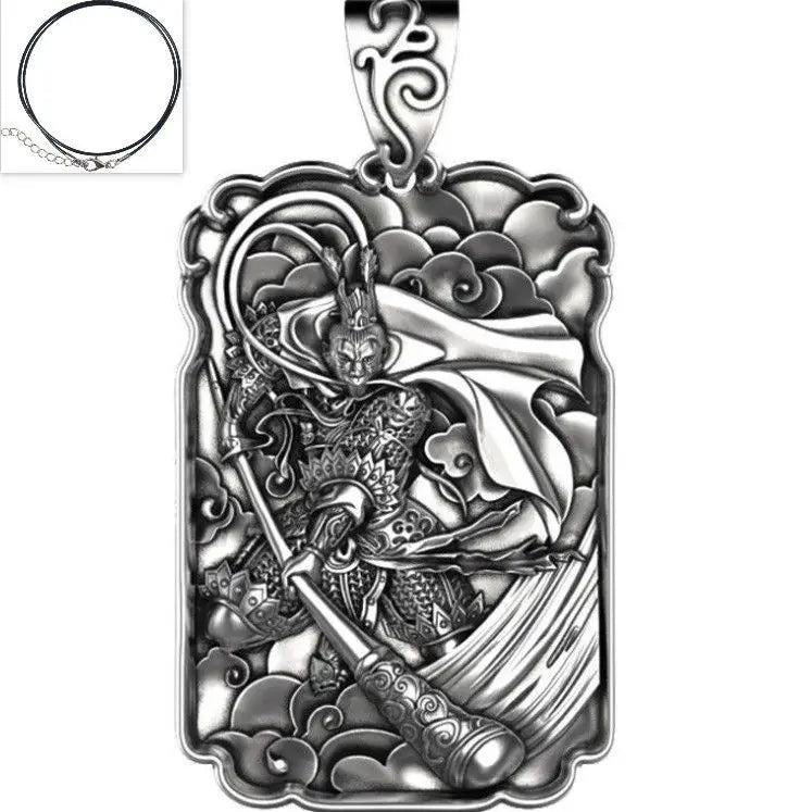 Monkey King Buddha Pendant Necklace for Men — Black-Tone
