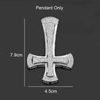 Iced Out Inverted Cross Pendant Necklace 11mm Miami Chain