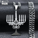 Jewish Menorah Star of David Pendant — SS