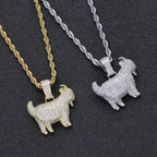 Iced Out Goat Pendant Cuban Necklace — Gold