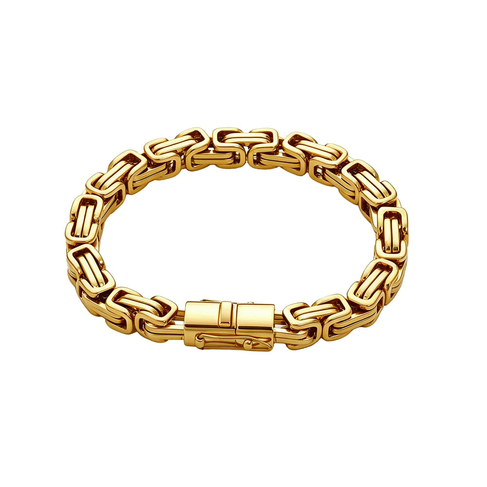 Iced Out Byzantine Chain Necklace & Bracelet — Stainless Steel