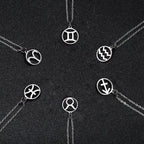 Lemegeton Zodiac Women's Necklace 12 Constellations Stainless Steel Pendant Choke Astrology Aries Leo Ring Jewelry Birthday Gift