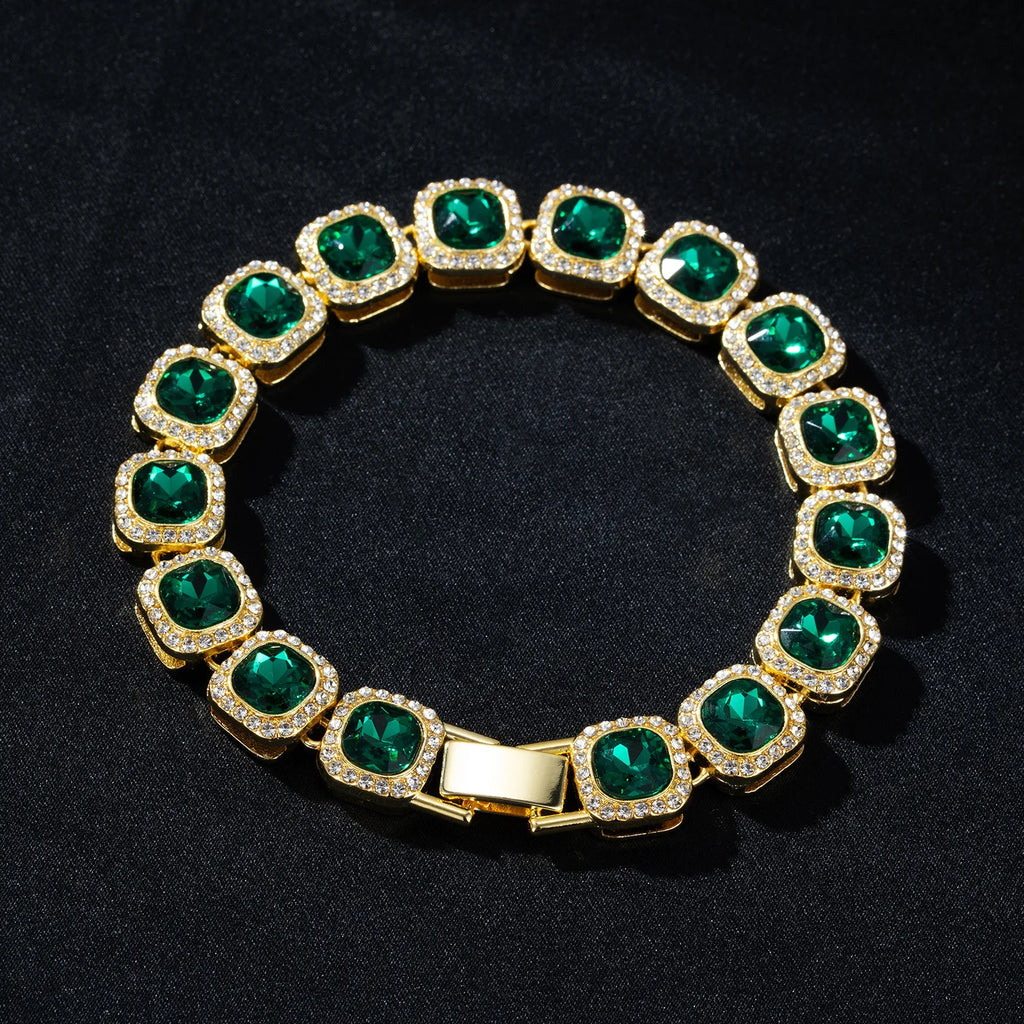 Iced Out 1 Row Square Cubic Zirconia Tennis Chain Bracelet