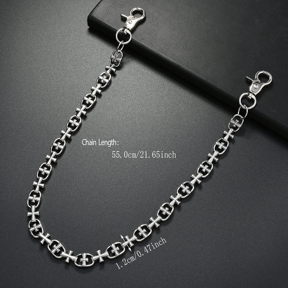 Punk Rock Cross Wallet Chain Necklace — Zinc Alloy