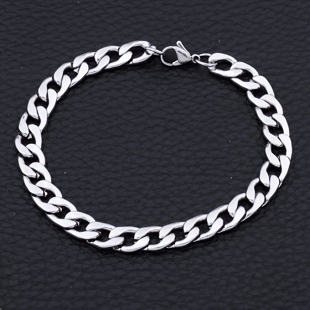 Cuban Link Chain Set 7mm Wide — 2 Pcs, 304 Stainless Steel