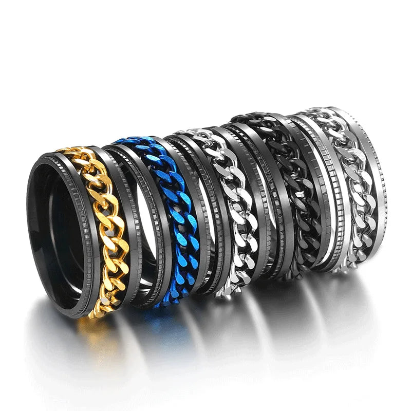 Rotatable Chain Spinner Ring — Two-Tone