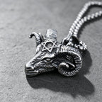 Gothic Pentagram Goat Head Pendant Necklace — Stainless Steel
