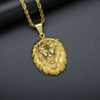 Lion Head Gold Pendant Necklace