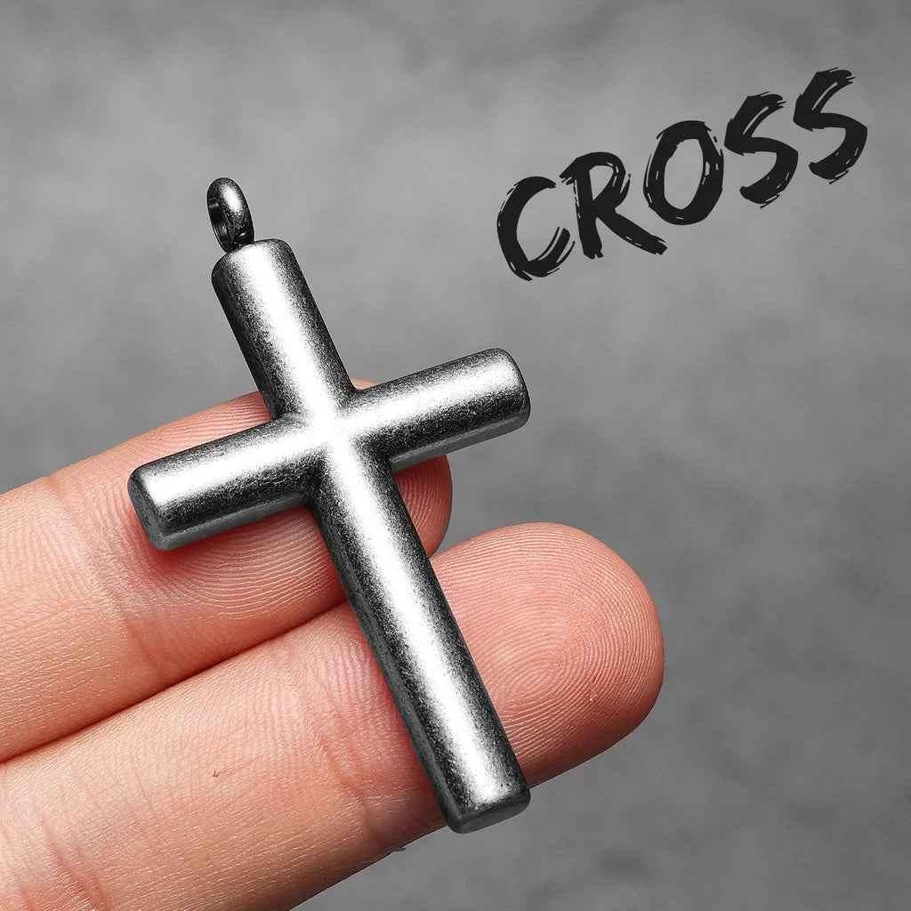 Cross Pendant Necklace Stainless Steel Minimal