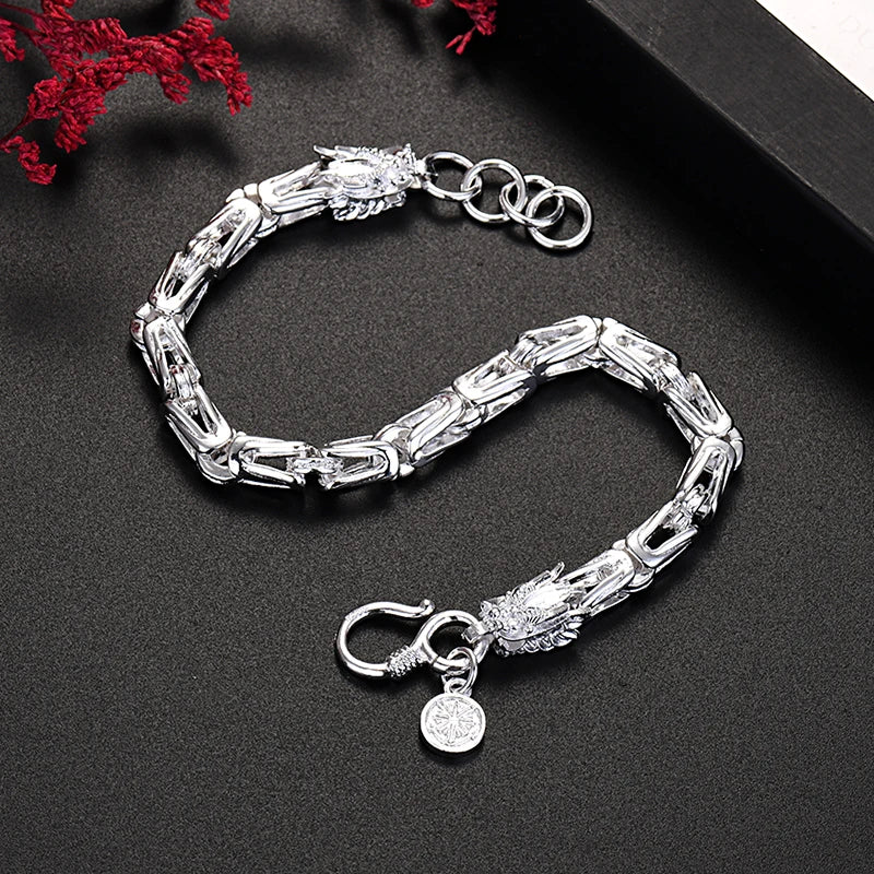 Fine luxury Silver original dragon head Chain bracelets for men's fashion jewelry party wedding Holidays gifts