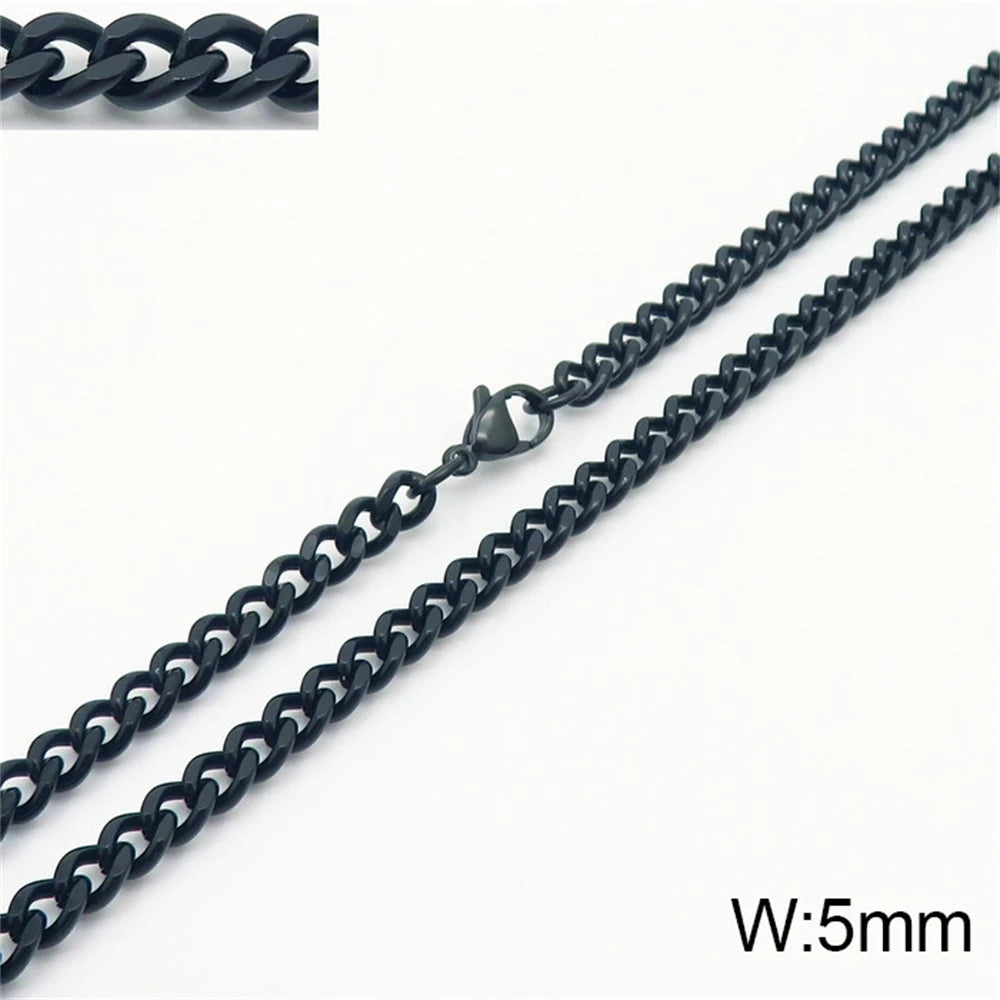 Punk Curb Cuban Link Chain Men Women Stainless Steel Long Necklace Fashion Tide Hip Hop Sweater Accessories Party Jewelry Gifts