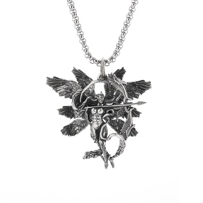 Delicate Antique Silver Color Seraph Prayer Good Luck Necklace Pendant Men Women Anniversary Amulet Jewelry Gift