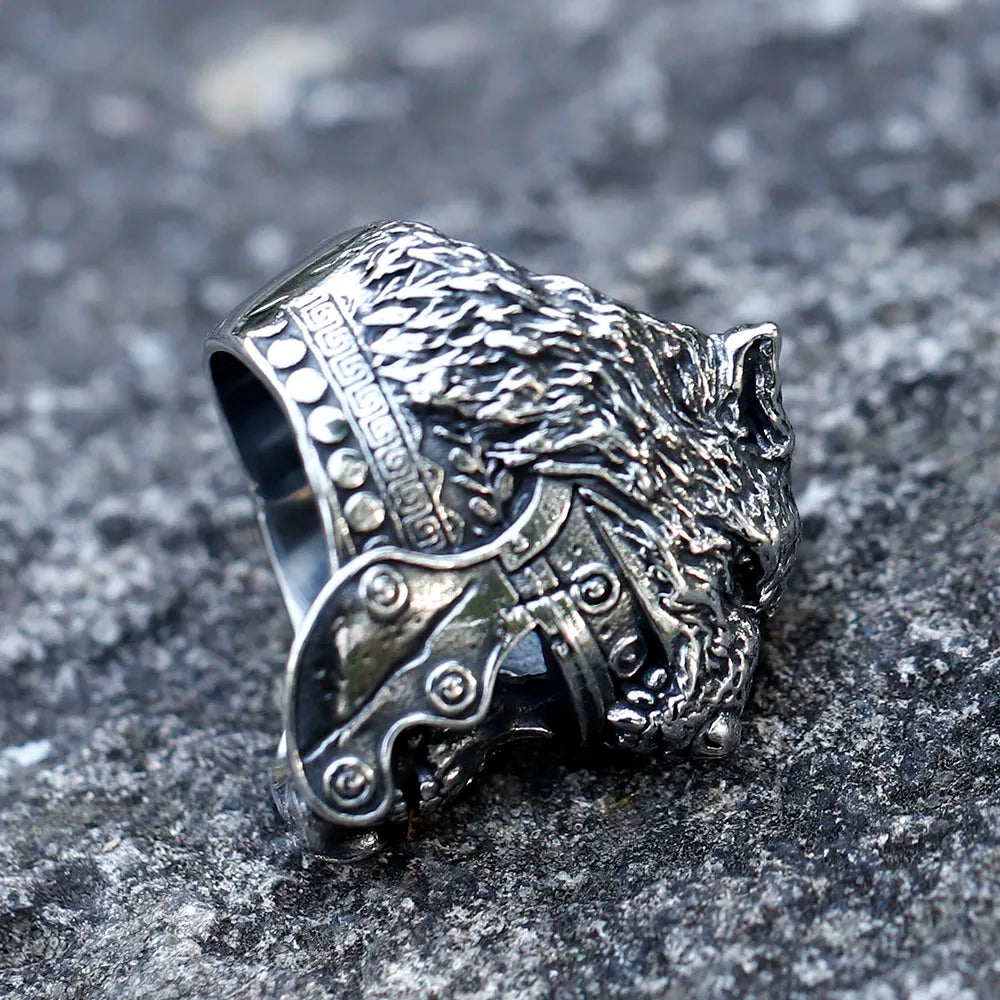 2022 NEW Men's 316L Stainless-Steel Rings Vintage Wolf and Skull Viking Ring Gothic High-Quality Jewelry Gifts Free