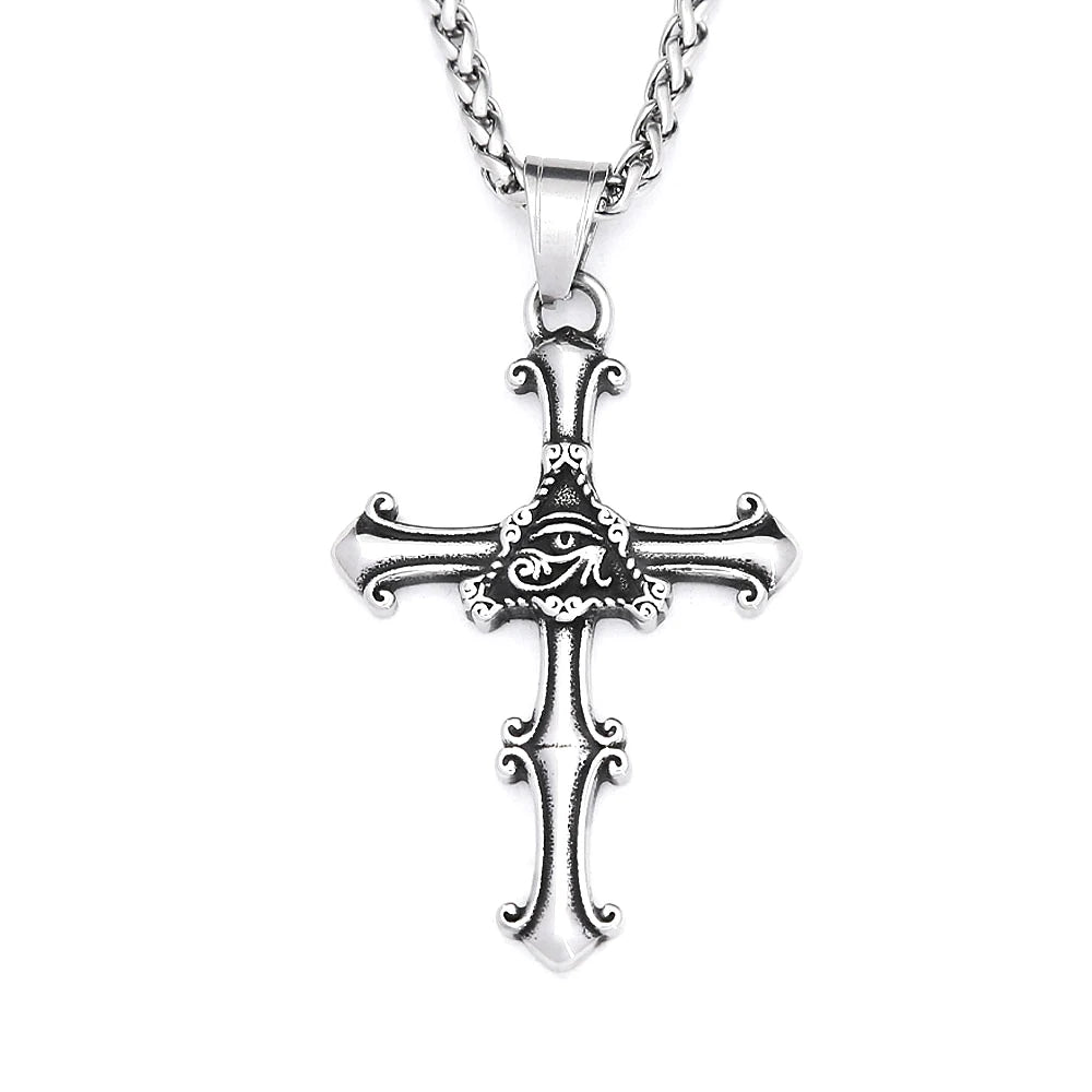Fashion 316L Stainless Steel Christian Cross Necklace For Men Women Hip Hop Cool Religious Charm Pendant Punk Jewelry
