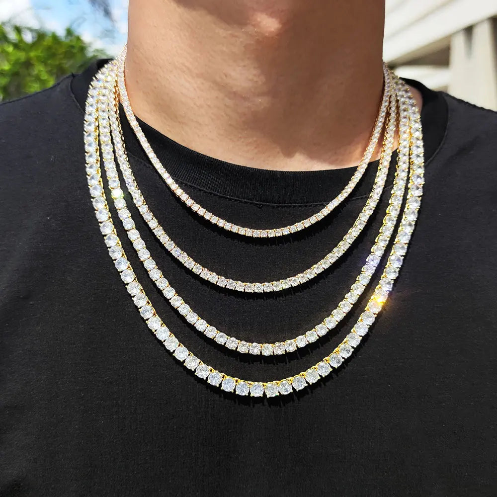 Fashion Jewelry 3mm 4mm 5mm Hip Hop Iced Out Tennis Chain Copper Material Men Rock Necklace Women Bling Zircon Jewelry
