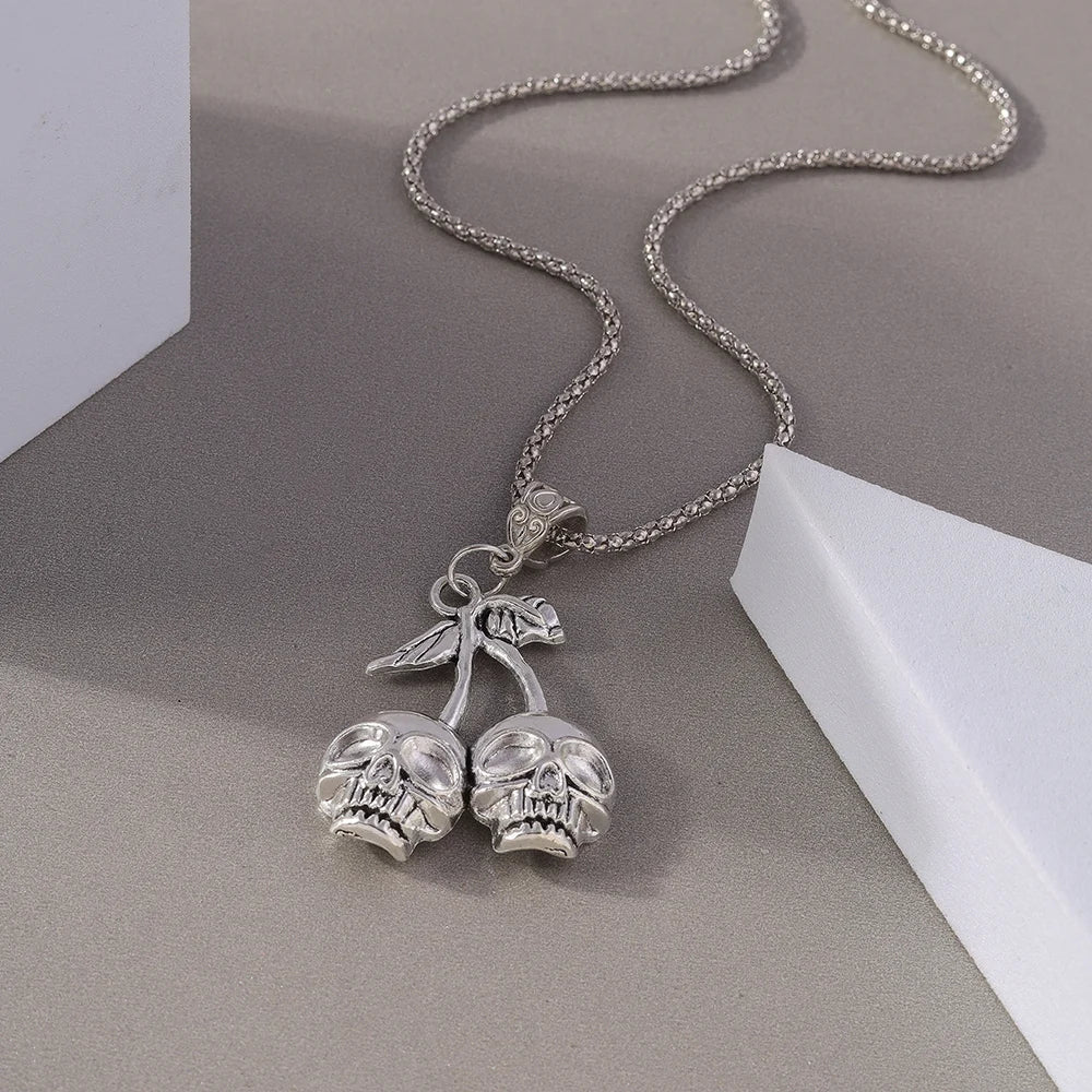 Gothic Skull Love Heart Necklace for Women Men Religious Crucifix Necklaces Punk Jewelry Gifts