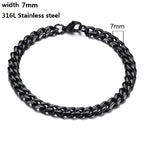 316L Stainless Steel Cuban Chain Bracelet for Men Women Figaro Vintage Metal Viking Kpop Pulseras Emo Cute Luxury