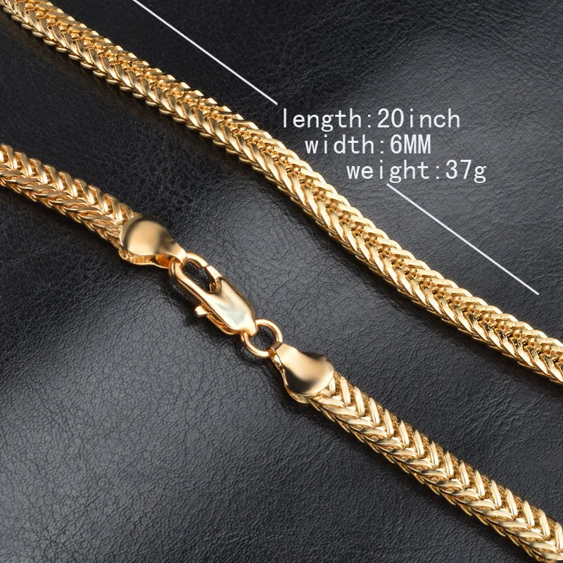 Luxury 24K 9999 Pure Gold real gold Women's 6MM 20inch Foxtail Chain Clavicle Bone Chain Snake Bone Chain